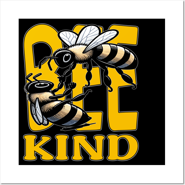 Beekind, Compassionate Bee Message Wall Art by maknatess
